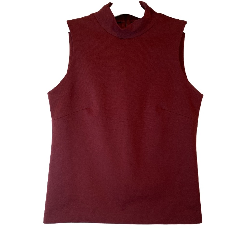 Sleeveless Mock Neck Tank Top - Burgundy